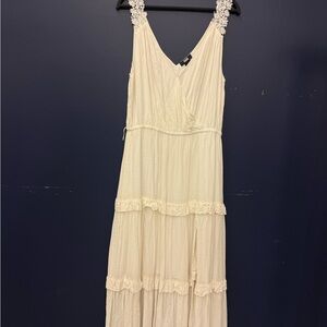PAIGE Cream Lace-Trim Sleeveless Tiered Maxi Dress